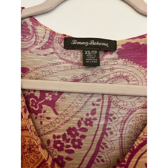 Tommy Bahama Orange Magenta Ombré Paisley V Neck Sleeveless Swing Dress XS - Picture 6 of 8